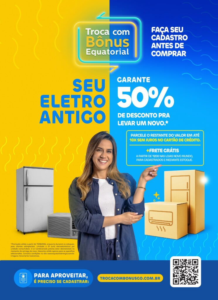 Equatorial Goiás abre cadastro para compra de geladeiras e aparelhos de ar-condicionado com 50% de desconto